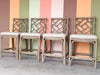 Set of Four Chippendale Rattan Counter Stools