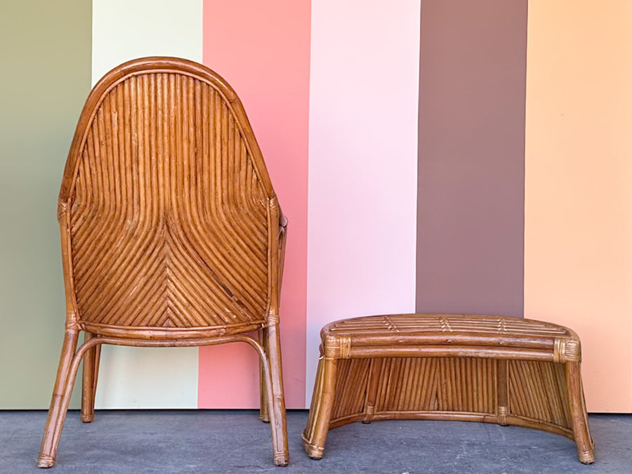 Old Florida Rattan Chair and Ottoman