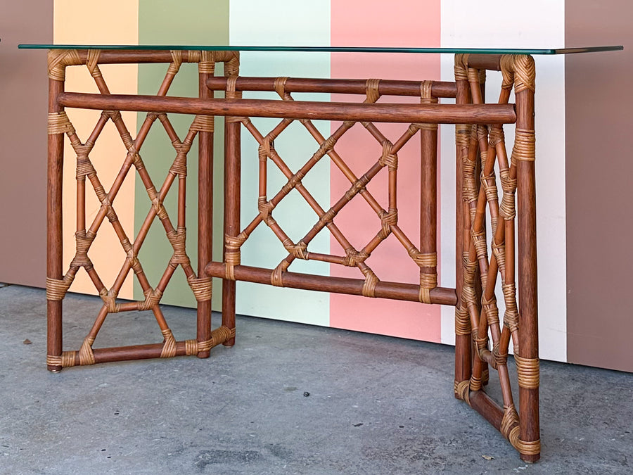 Rattan Chippendale Console
