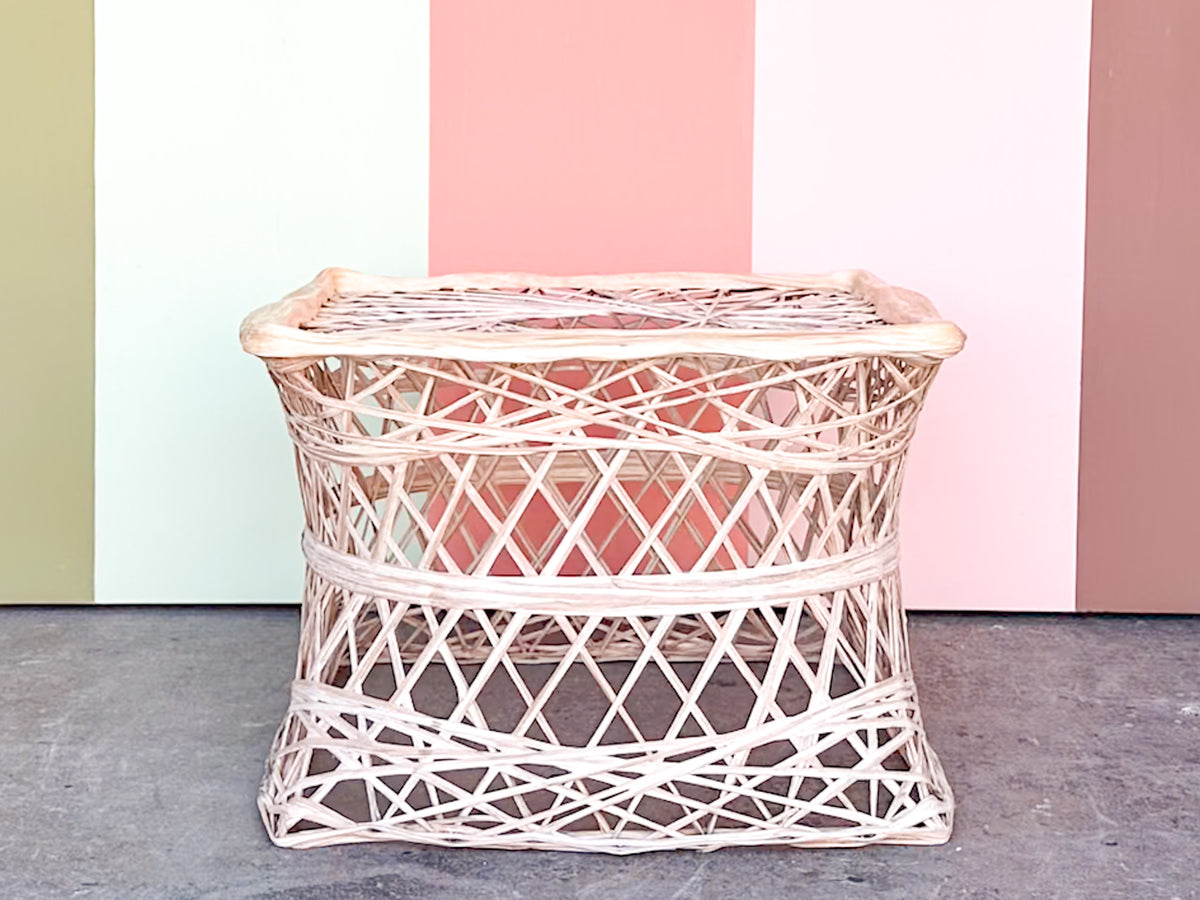 Marbled Pink Webspun Ottoman