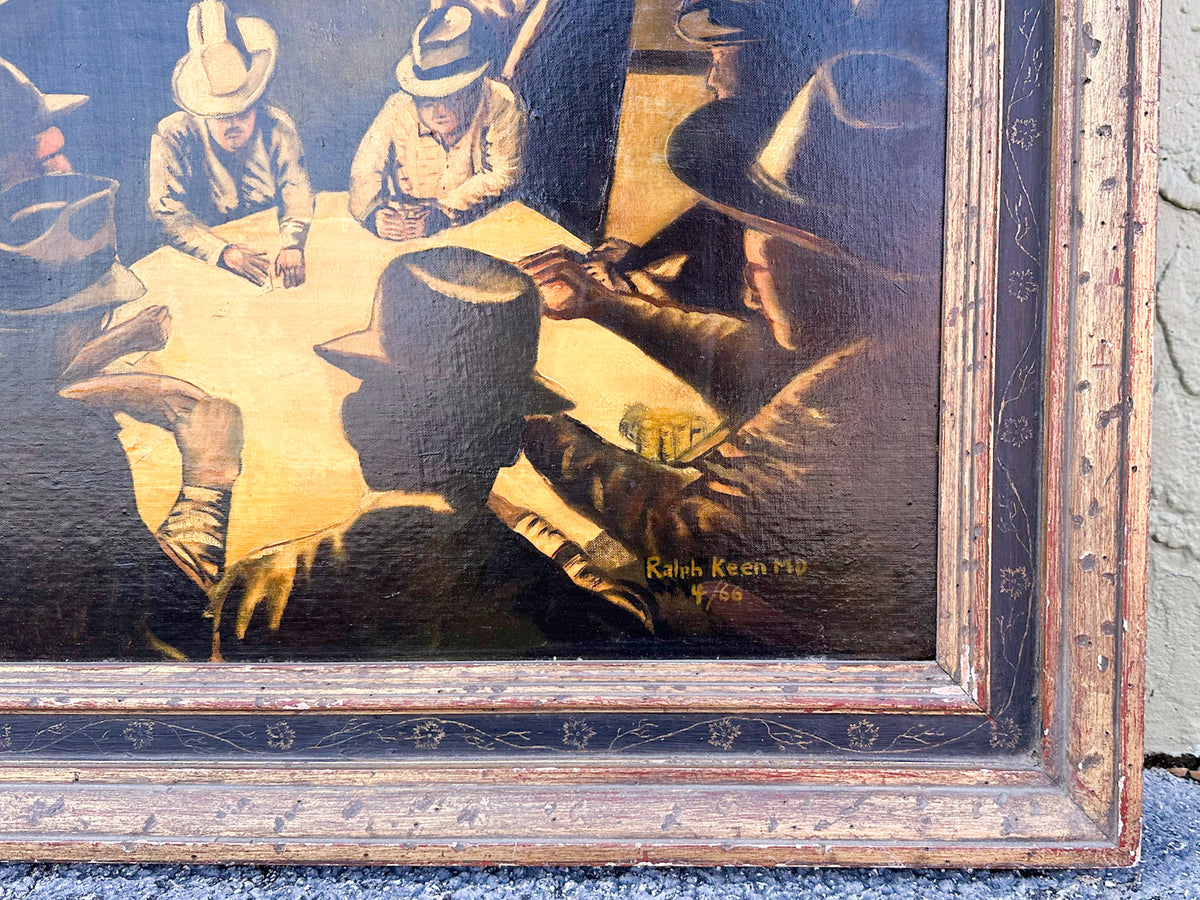 Ralph Keen Men Playing Cards Oil on Canvas