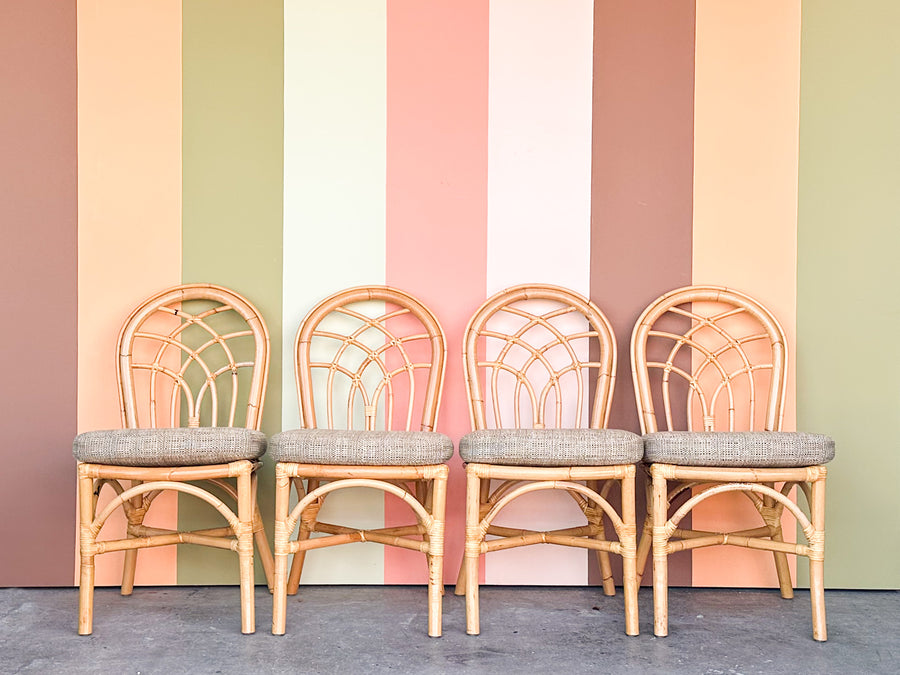 Set of Four Rattan Dining Chairs
