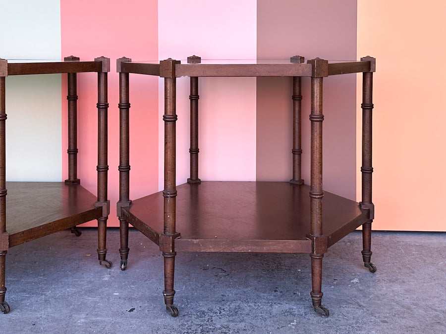 Pair of Handsome Cane Side Tables