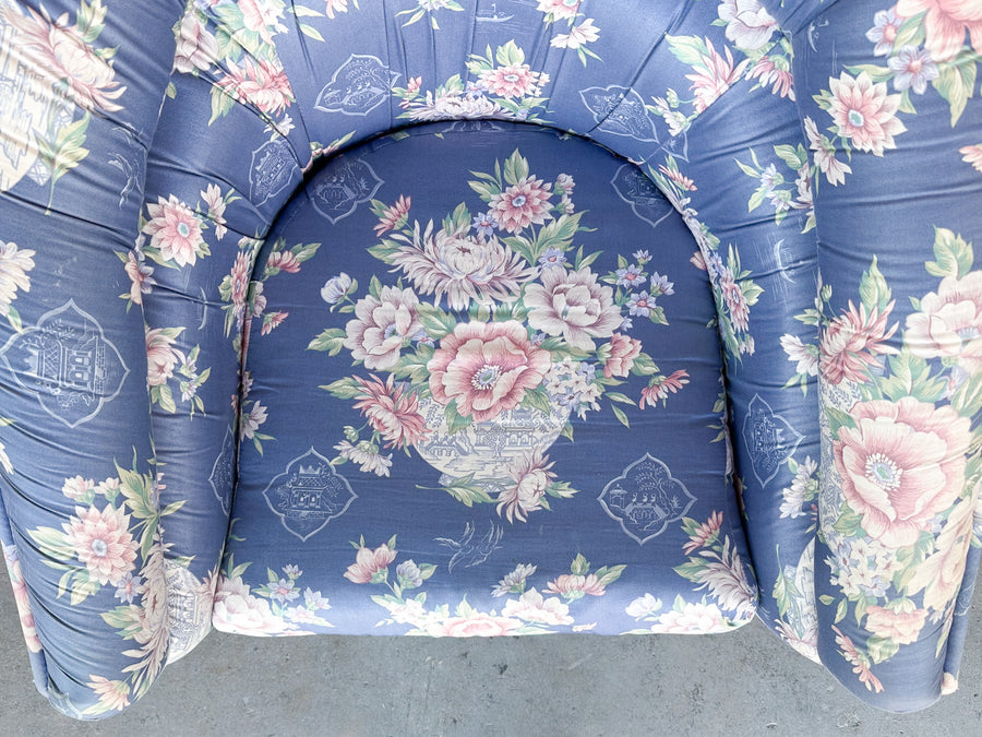 Chinoiserie Chic Upholstered Swivel Chair