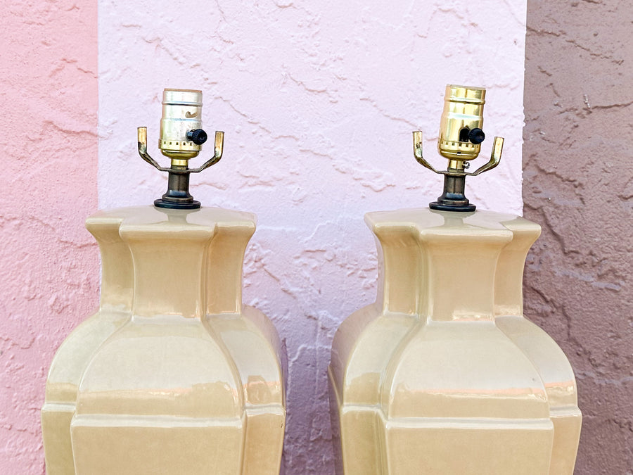 Pair of Iced Latte Ceramic Lamps