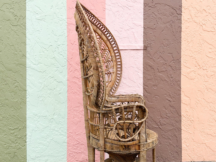Natural Rattan Fiddlehead Peacock Chair