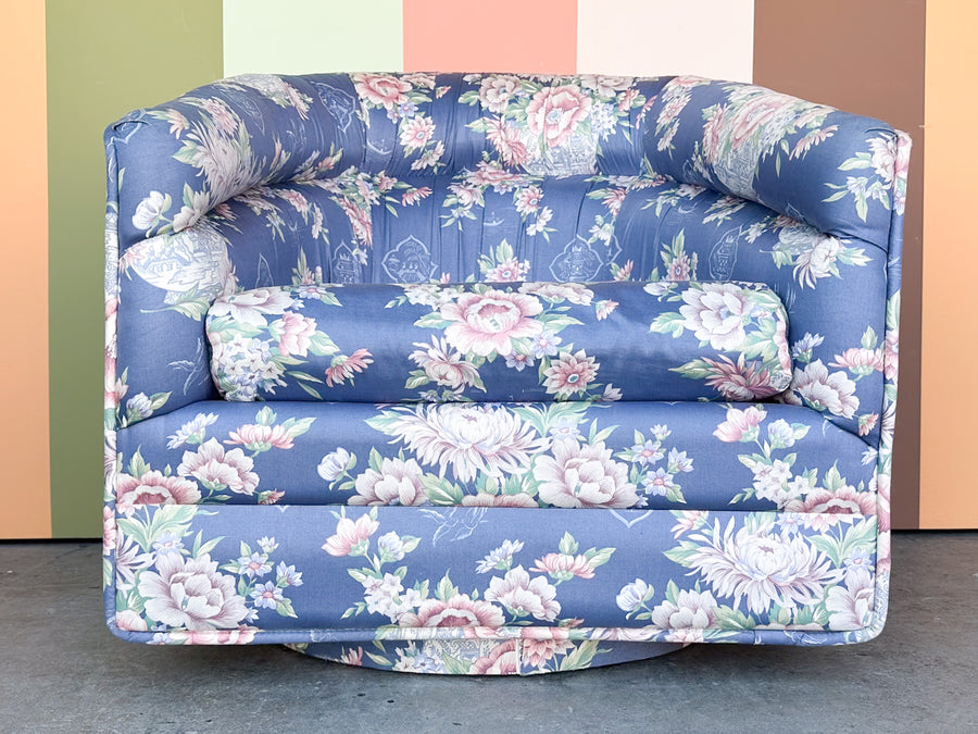 Chinoiserie Chic Upholstered Swivel Chair