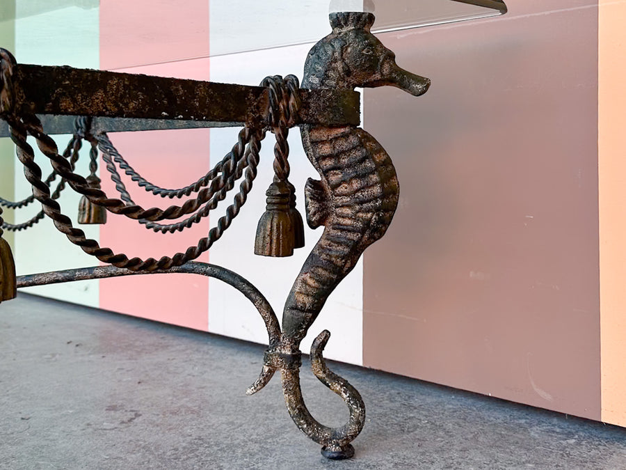 Wrought Iron Seahorse and Tassel Coffee Table