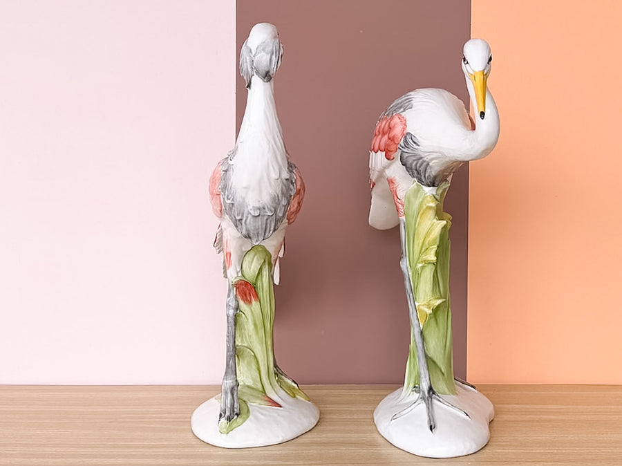 Pair of Colorful Heron Figurines