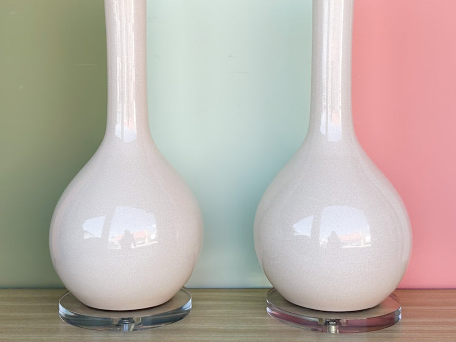 Pair of Italian Cream Crackle Lamps