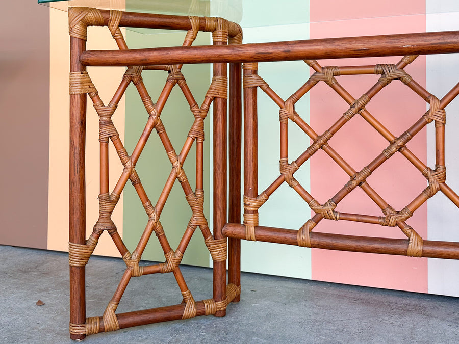 Rattan Chippendale Console
