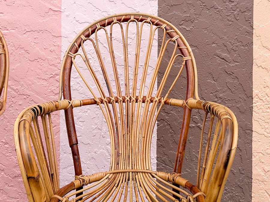 Pair of Cute Island Style Rattan Chairs