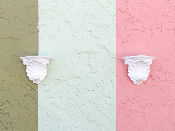 Pair of Petite Plaster Shell Wall Shelves