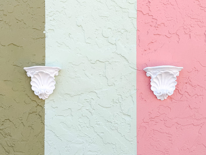 Pair of Petite Plaster Shell Wall Shelves