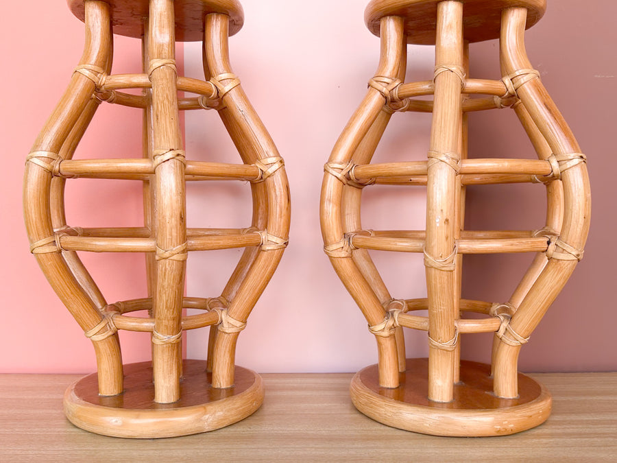 Pair of Island Style Rattan Lamps