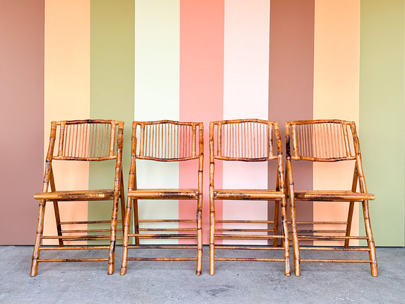 Set of Four Bamboo Folding Chairs