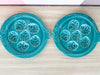 Set of Four Mediterranean Blue French Fish Oyster Plates