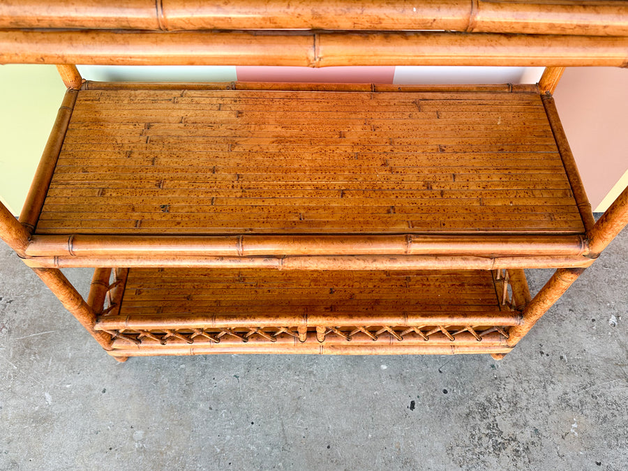 Tortoiseshell Rattan Etagere