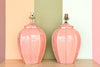 Pair of Pink Bamboo Lamps