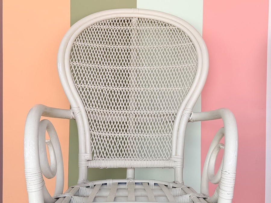 Pair of Whimsical Balloon Back Rattan Chairs