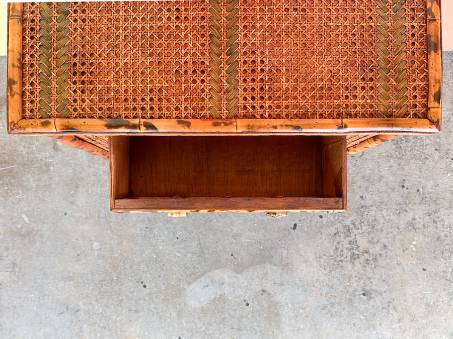 Tortoiseshell Rattan Nightstand
