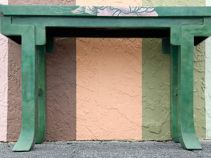 Pink and Green Lacquer Bird Console