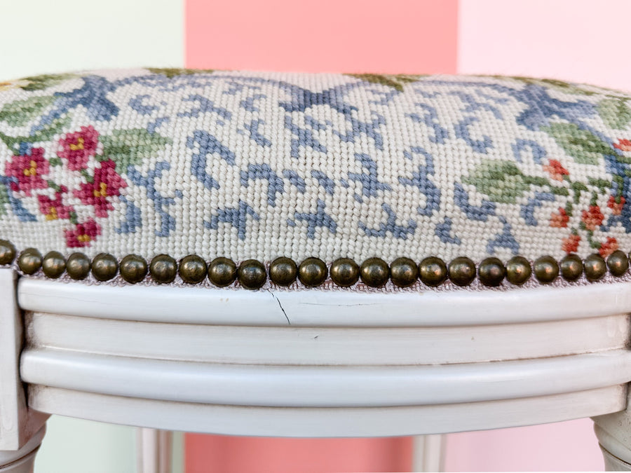 Granny Chic Needlepoint Stool