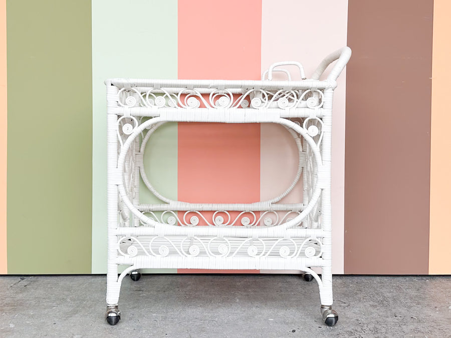 Sweet Fiddlehead Wicker Bar Cart