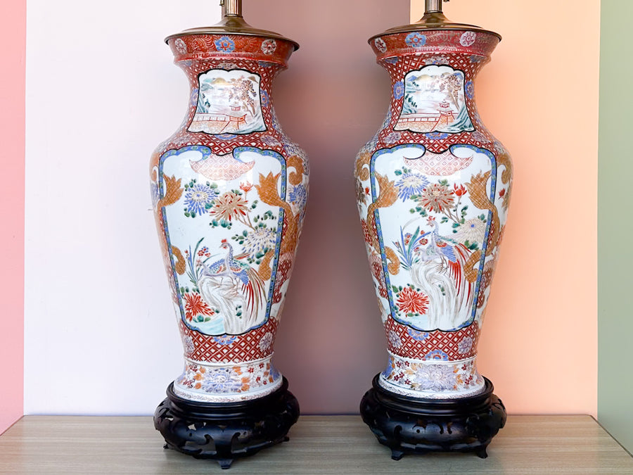 Pair of Large Chinoiserie Chic Lamps