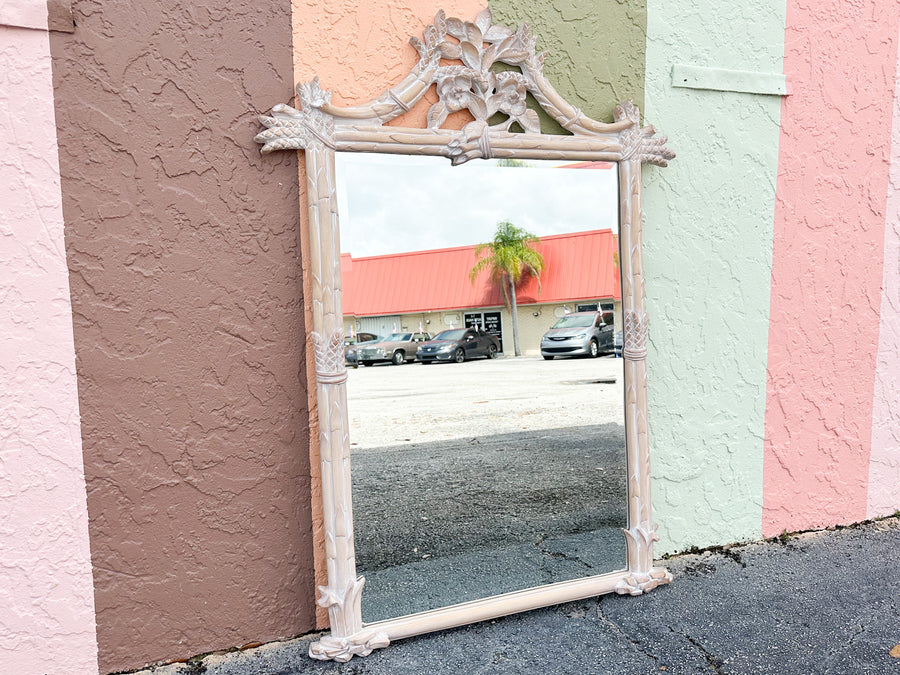 Elegant Carved Asparagus and Flower Mirror