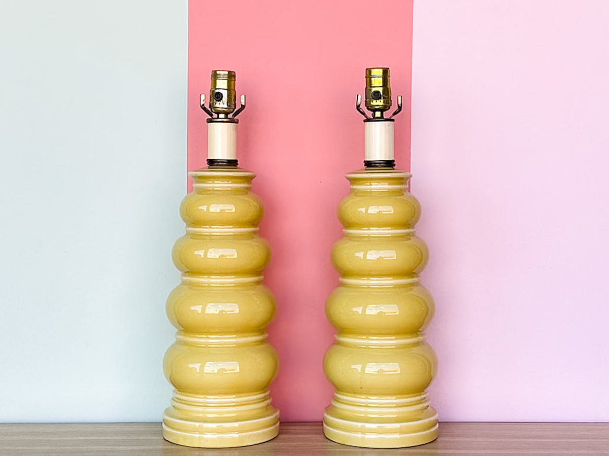Pair of Happy Yellow Bubble Lamps