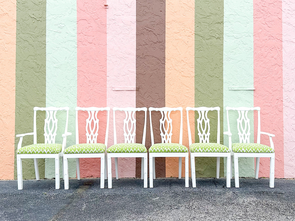 Set of Six Fretwork Dining Chairs