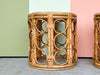 Pair of Tortoiseshell Rattan Drum Stools