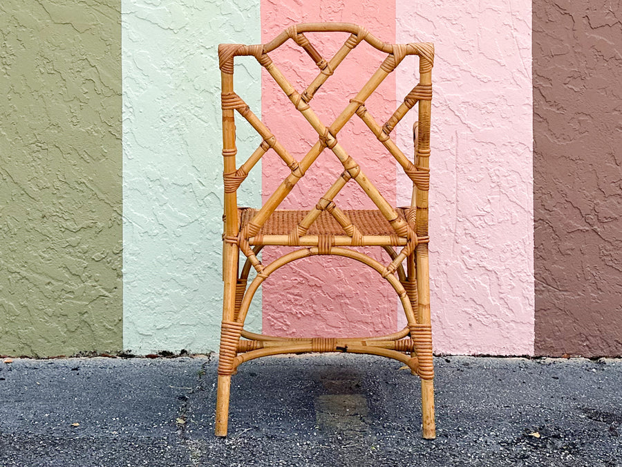 Italian Chippendale Rattan Arm Chair