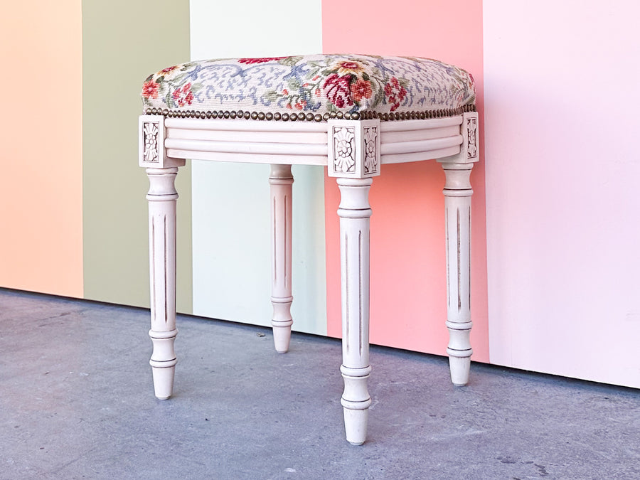 Granny Chic Needlepoint Stool