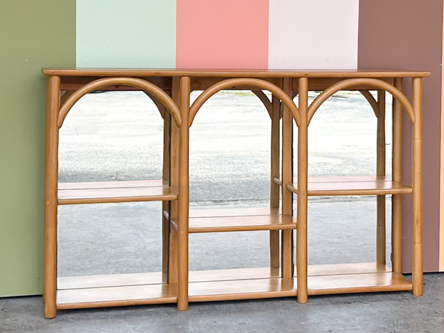 Mirrored Rattan Shelf