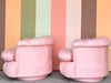 Pair of Pink Chic Upholstered Swivel Chairs