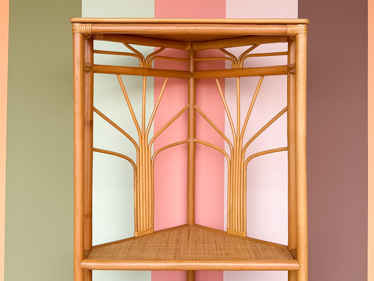 Old Florida Rattan Corner Etagere