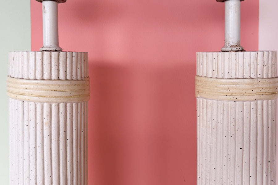 Pair of Faux Bamboo Column Lamps