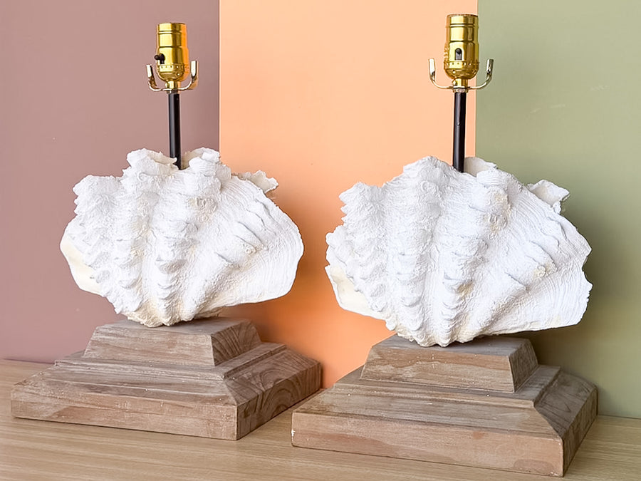 Pair of Island Chic Clam Shell Lamps