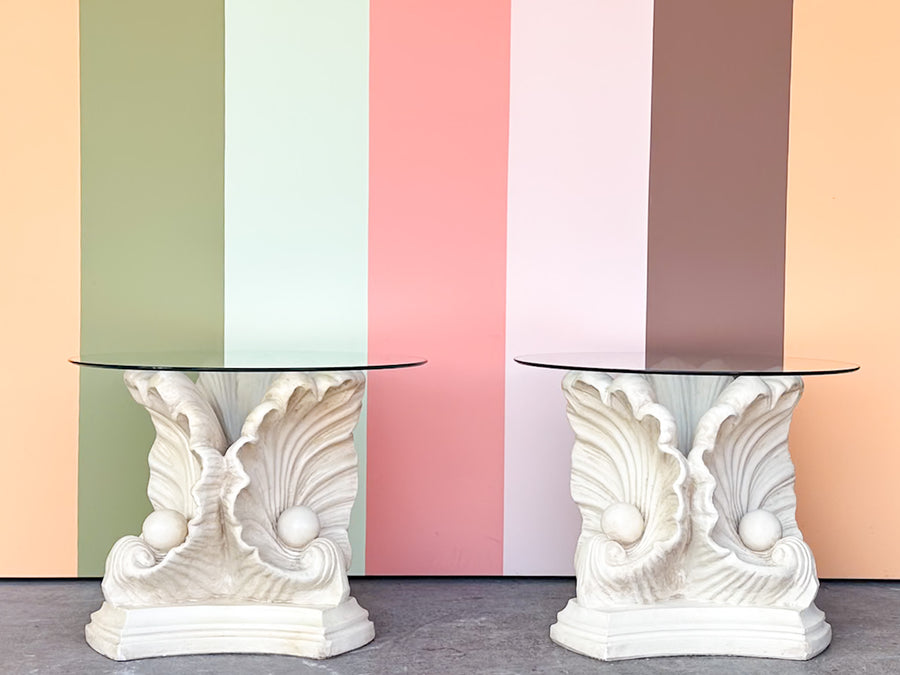 Pair of Shell Chic Plaster Side Tables