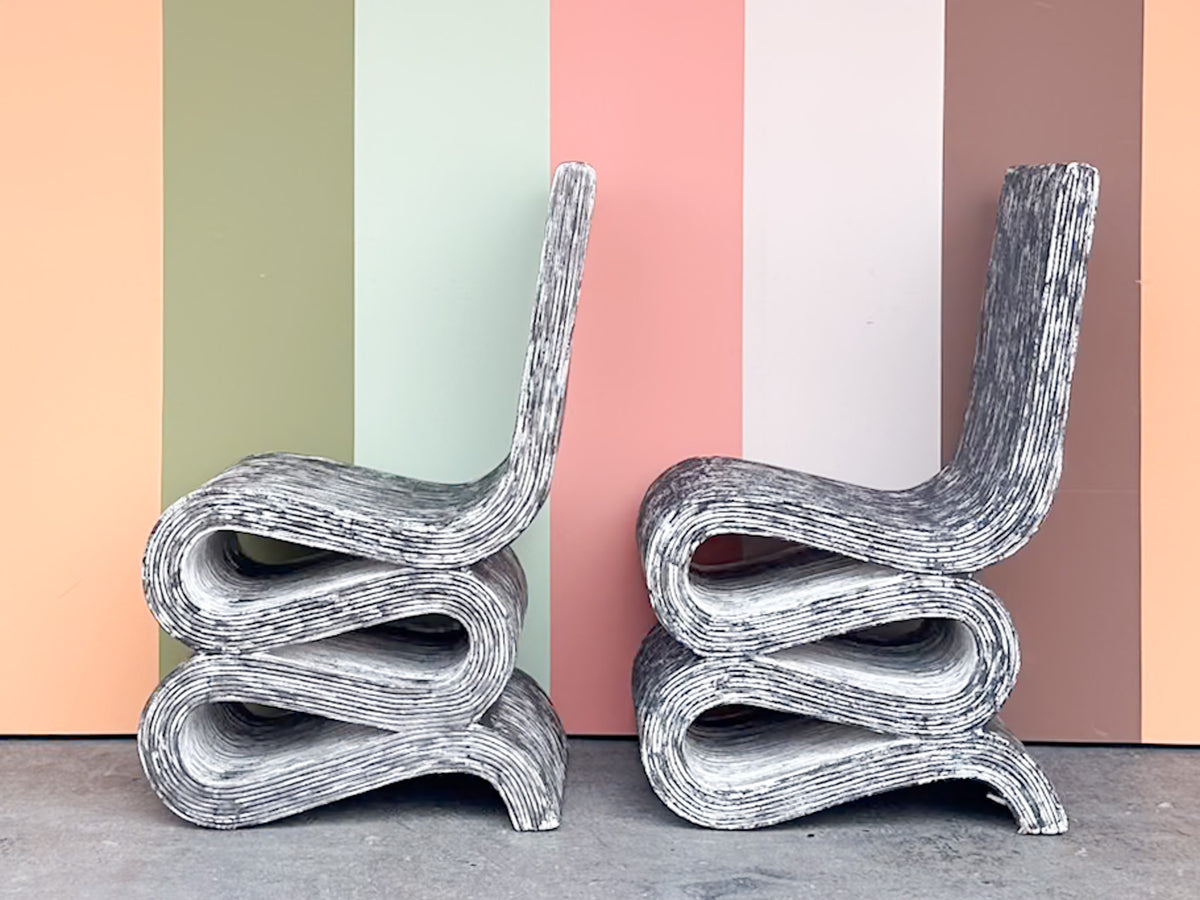Pair of Grey Rattan Snake Chairs