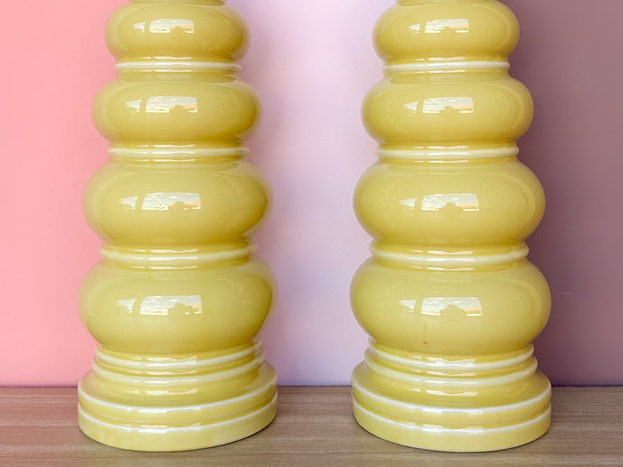 Pair of Happy Yellow Bubble Lamps