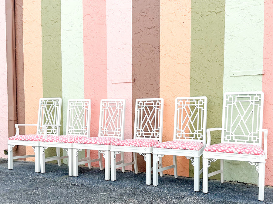 Set of Six Fretwork Dining Chairs