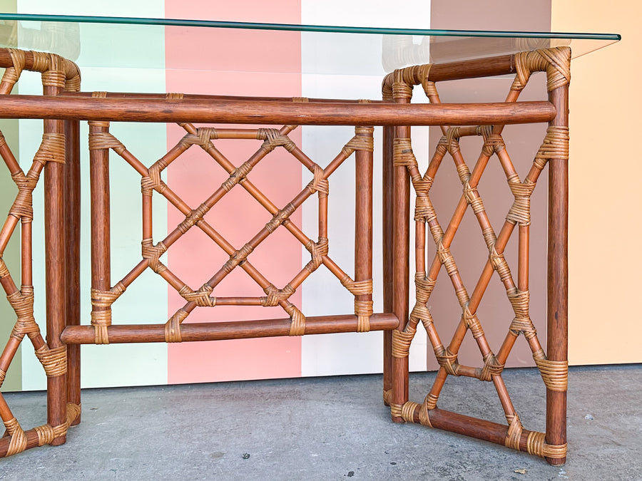 Rattan Chippendale Console