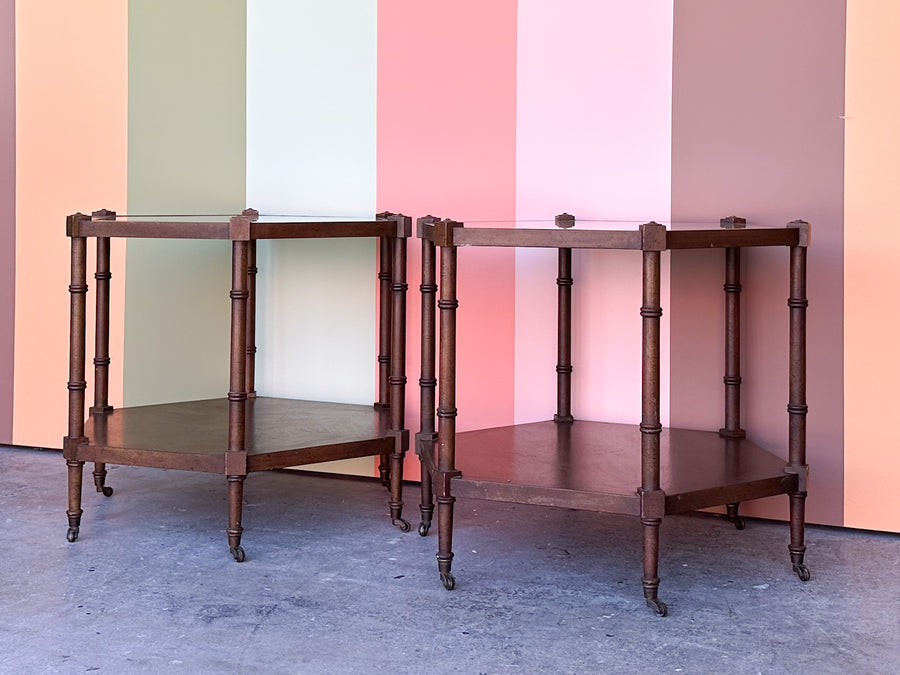 Pair of Handsome Cane Side Tables