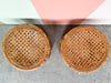 Pair of Tortoiseshell Rattan Drum Stools