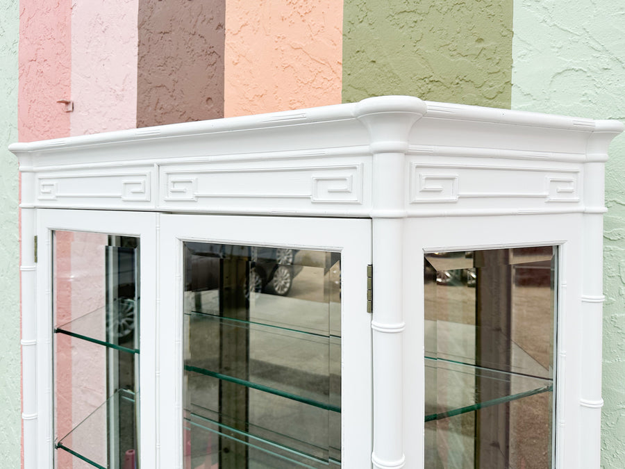 Newly Painted Faux Bamboo Greek Key Century Cabinet