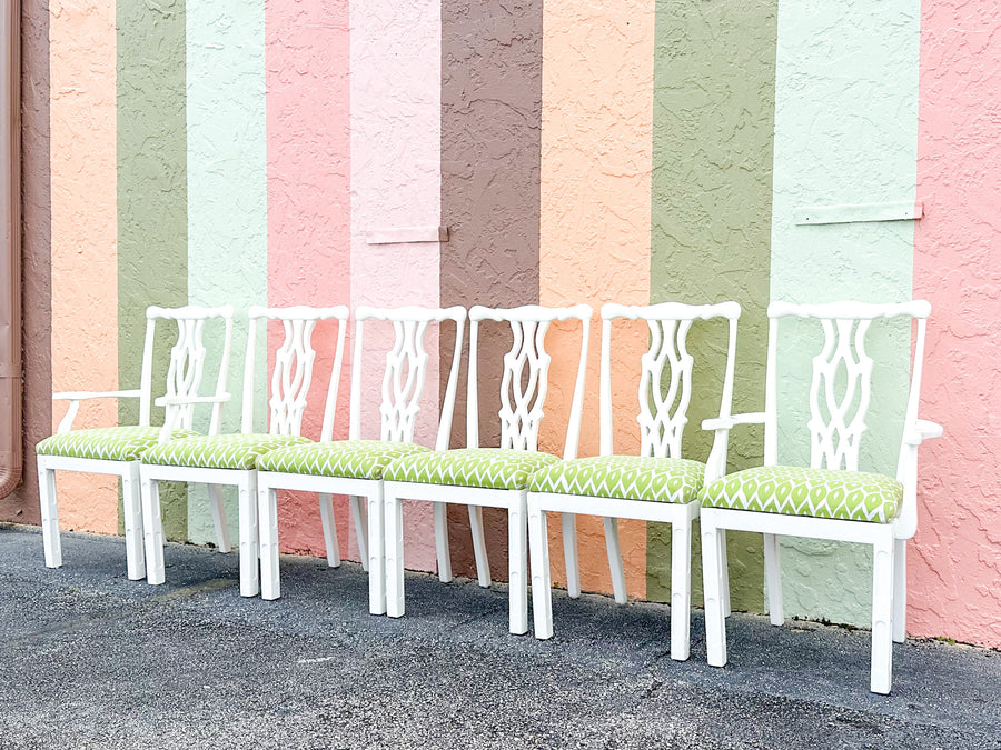 Set of Six Fretwork Dining Chairs
