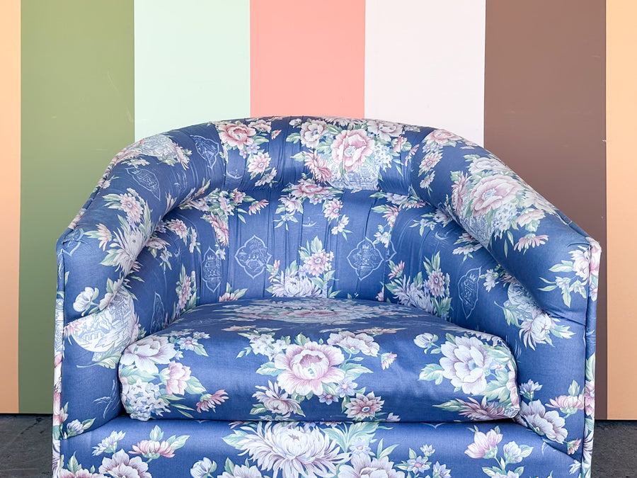 Chinoiserie Chic Upholstered Swivel Chair